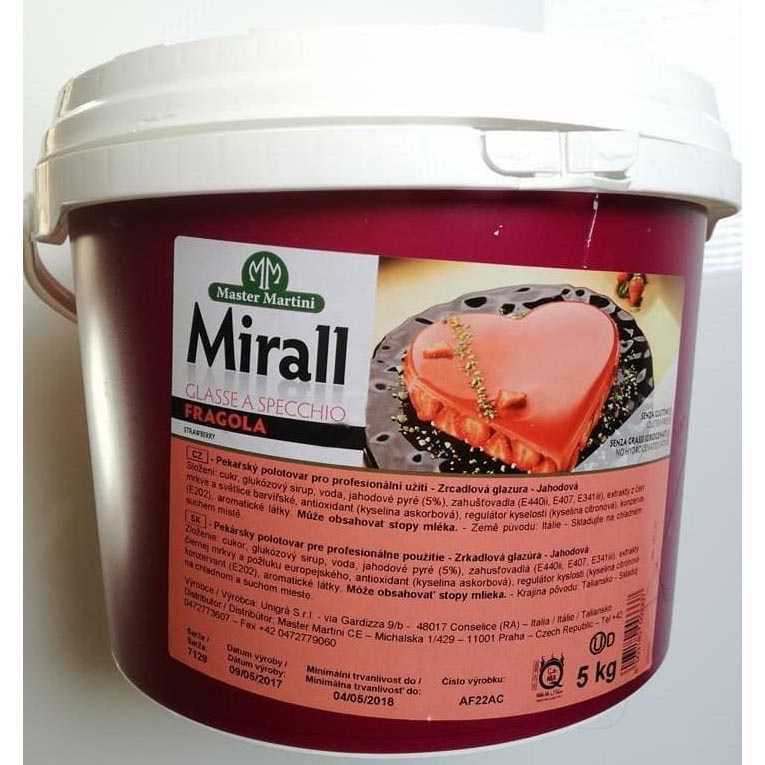 Зеркальная глазурь Mirall Fragola со вкусом клубники 5 кг.