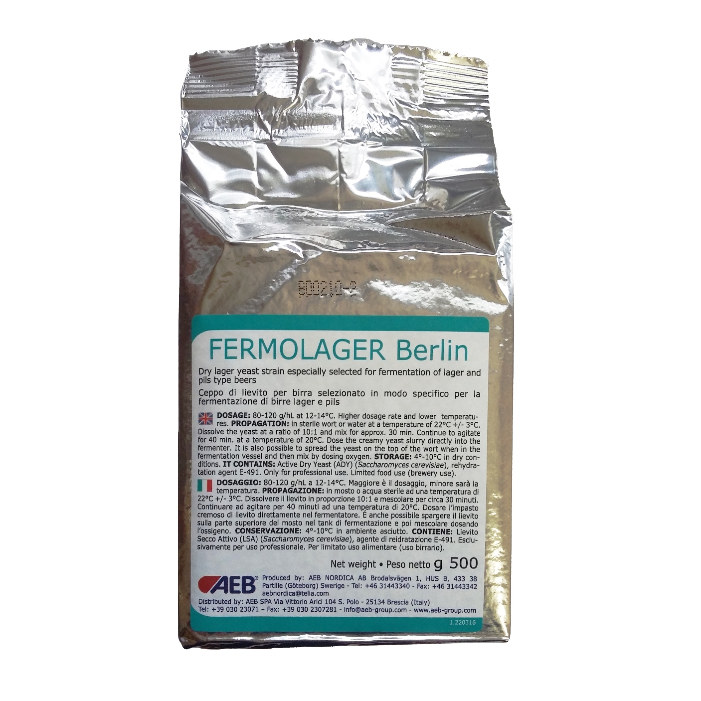 Дрожжи пивные Fermolager  Berlin, 0,5 кг AEB-group